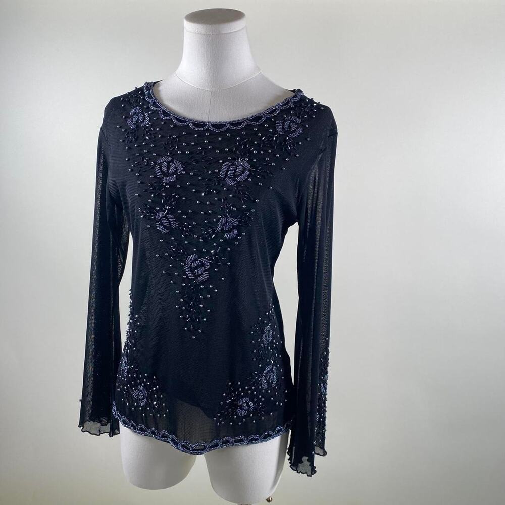 Vintage black beaded long sleeve